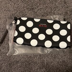 Sephora Rouge Black and White Polka Dot Clutch